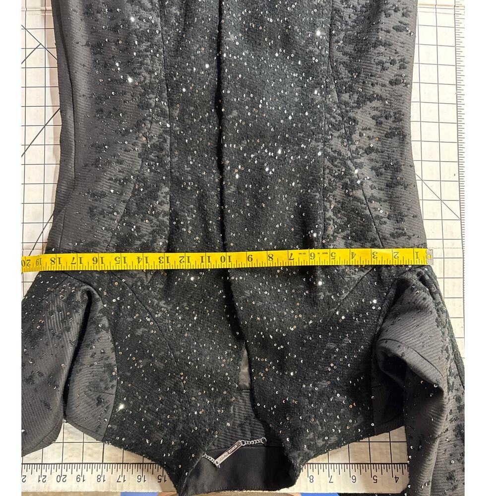 White House Black Market Sparkly Sequined Black Dressy Topper Coat Women Small - Picture 7 of 8